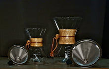 Load image into Gallery viewer, Chemex glass coffee maker/dripper with Paperless V-60 Filter by Smith+Canon