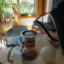 Load image into Gallery viewer, Chemex glass coffee maker/dripper with Paperless V-60 Filter by Smith+Canon
