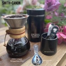 Load image into Gallery viewer, Chemex glass coffee maker/dripper with Paperless V-60 Filter by Smith+Canon
